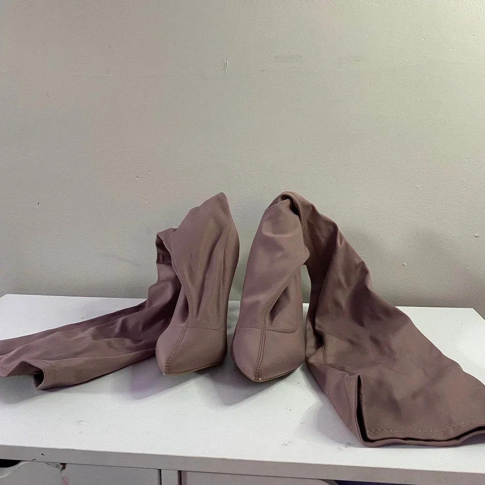 Over‎ The Knee Sock Boots Womens 10 Mauve Stiletto Stretch